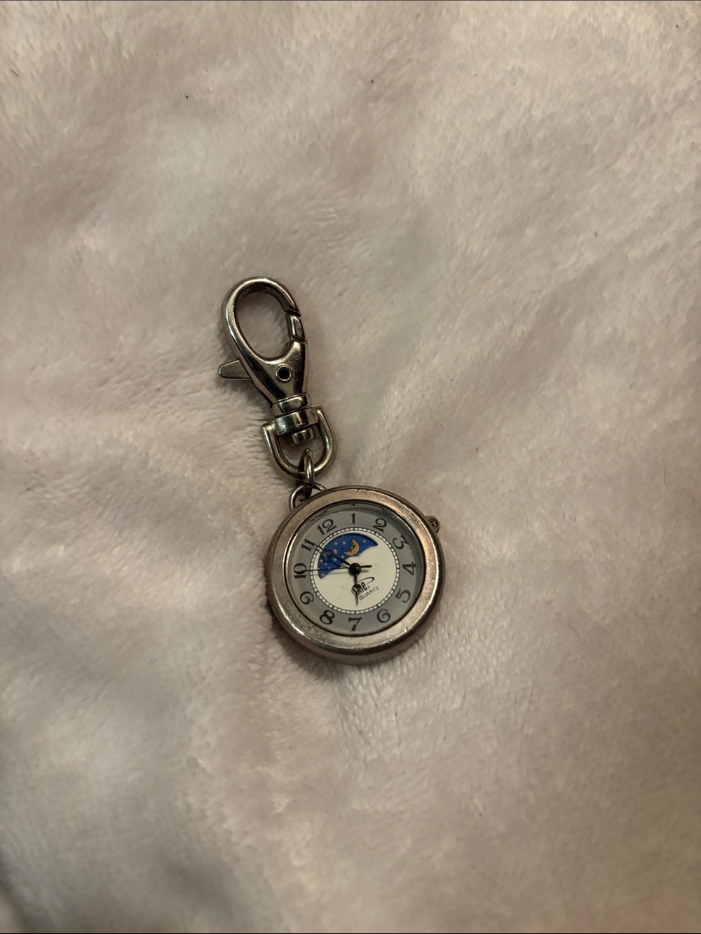 y2k mini Clip-On Keychain Watch with Moonphase Dial / y2k why me mini watch